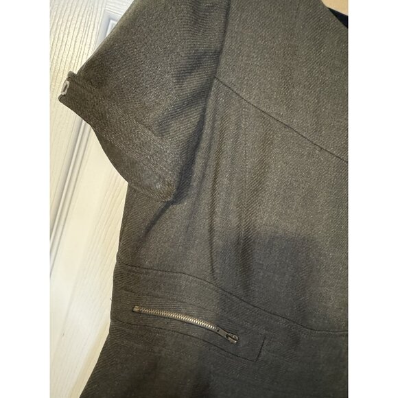 Tahari Levine Dress 10 Tweed Olive Green.Brown Short Sleeve Sheath Career Church - Picture 8 of 10